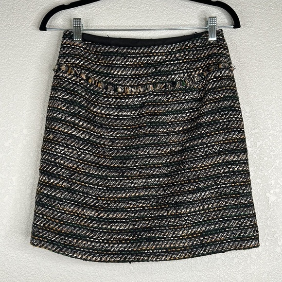 LOFT Black Multi Colored Woven Tweed Mini Business Skirt Size 2P New with tags! - Picture 3 of 6